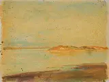 Augustus Frederick Lafosse Kenderdine, Soda Lake Island, oil on paper board