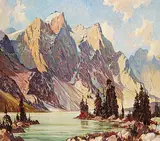 Alfred Crocker Leighton, Moraine Lake, oil on canvas