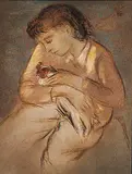 Louis Muhlstock, Untitled - Lady and Rooster, 1961, pastel on paper