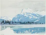 Walter J. Phillips, Rundle Winter, 1949, colour wood block on paper