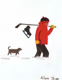 Allen Sapp, Going to Play Hockey, acrylic on canvas