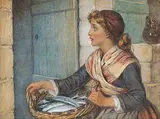 Mary E. Godsall, A Fish Girl, Brittany, 1880, watercolour on paper board