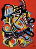 Roy Leadbeater, Untitled - Abstract on Red