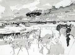 David T. Alexander, Single Dark and Central, 1986, ink on paper