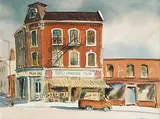 Robert A. J. Blenderman, Corner Store, Kingston, Ont., watercolour on paper