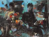 Jack Harold Markell, Untitled - Two Ladies, oil on wood board