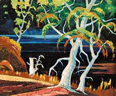 Michael Pisko, Untitled - Colourful Landscape, oil on wood board