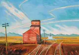 Michael Pisko, Cardston Elevator, 1989, oil on canvas board