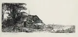 Harmensz Van Ryn Rembrandt, Cottage with Large Trees #130/600, etching on paper