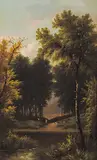 Henri Renard, Untitled - At the Watering Hole, oil on canvas