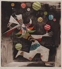Alfred Finsterer, Untitled - The Juggler #89/100, colour etching on paper