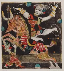 Alfred Finsterer, Untitled - The Equestrian #79/100, colour etching on paper