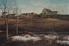 Ferdinand Friedl, Farm East Edmonton, 1974, oil on canvas board