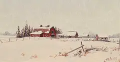 Joe Haire, North West Edmonton Farm, oil on wood board