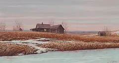 Joe Haire, Last Days of Winter, near Sangudo, Alta., 1985, oil on hard board