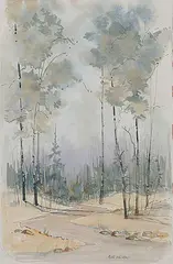 Phyllis Webb Jeffery, Quiet Road, watercolour on paper