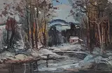 Geza Marich, Untitled - Cabin by the Stream in Winter