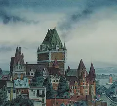 Keith Nunas, Chateau Frontenac, watercolour on paper
