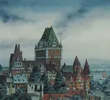Keith Nunas, Chateau Frontenac, watercolour on paper