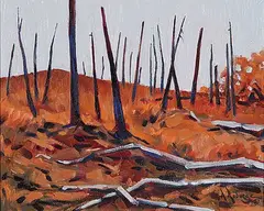Albert Roberge, Elk Island Deadfall, oil on canvas