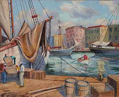 Robert J. MacLeod, Barbadian Venice, oil on wood board