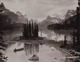 William J. Oliver, Maligne Lake at the Narrows, Jasper National Park, 1929, black and white photograph on paper