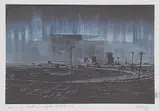George Weber, Dancing Northern Lights, Alberta #2, 1977, watercolour on paper