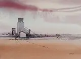 George Weber, Elevators, 1985, watercolour on paper