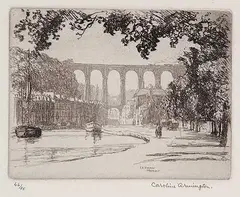 Caroline Armington, Le Viaduc Morlaix #46/75, etching on paper
