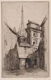 Caroline Armington, La Fleche de la Cathedrale de Rouen #35/100, etching on paper