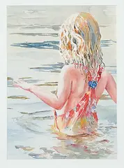 Marianne Hunt, Untitled - Girl Swimming, watercolour on paper