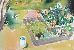 Peter Ivens, Untitled - Summer Coffee Break, acrylic on canvas