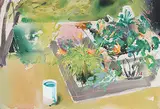 Peter Ivens, Untitled - Summer Coffee Break, acrylic on canvas