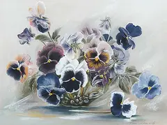 Rose Leonard, Untitled - Pansies, pastel on paper
