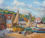 Robert J. MacLeod, A West Indian Wharf, oil on wood board