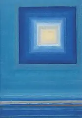Ingeborg Mohr, Untitled - Blue and Yellow Abstact, 1973, oil on paper