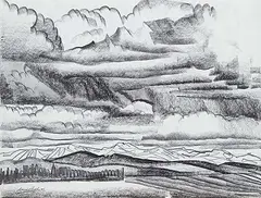Spring Storm by David Pugh, 1981, graphite on paper, sold Apr 2012