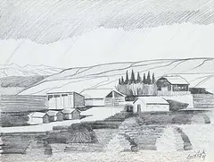 Rainstorm by David Pugh, 1981, graphite on paper, sold Apr 2012