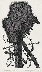 James Agrell Smith, Fencepost #44/50, wood block on paper