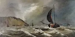 Untitled - Sailing During the Storm by Tinyan Chan, acrylic on canvas, sold Apr 2012
