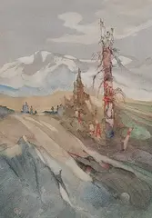 Charles John Collings, Near Golden, B.C., watercolour on paper