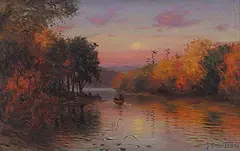 John Colin Forbes, Untitled - Sunset Paddle, oil on canvas