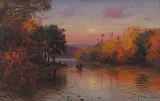 John Colin Forbes, Untitled - Sunset Paddle, oil on canvas