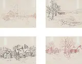 Janet Mitchell, Untitled - Four Calgary Views, ink on paper