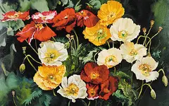 Red with Yellow and White by Gabor L. Nagy, 2001, oil on canvas, sold Apr 2012