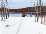 Allen Sapp, Dad is Getting Water for the House, acrylic on canvas