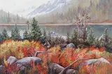 Alice Saltiel-Marshall, Morning Glory Lakes, Lake O'Hara Area, B.C., 2005, acrylic on canvas