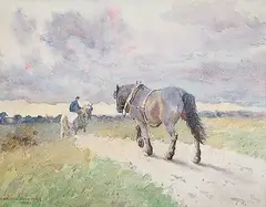 Inglis Sheldon-Williams, The End of a Day's Work, 1930, watercolour on paper