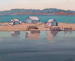 Peter Clapham Sheppard, Dark Harbour, Grand Manan, oil on paper board