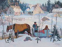 William Hughes Taylor, Sunday Gossip, 1945, oil on wood board